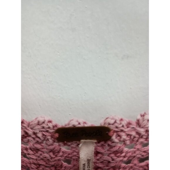 Free People Womens BOHO Sweater Small Pink Open Knit Boat Neck Pullover Casual - Picture 5 of 9